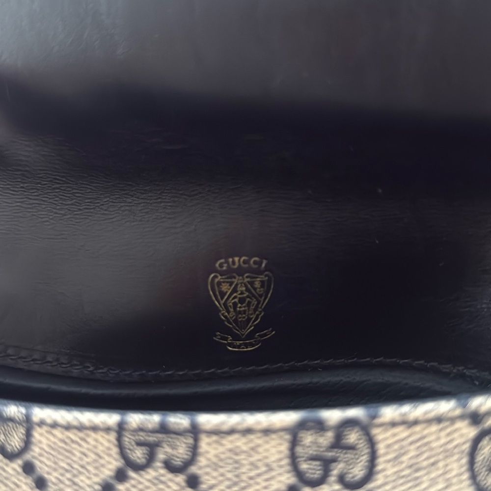 VINTAGE Gucci Blue and Cream Bag w/ Signature Monogram - Picture 9 of 10